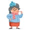 Sick grandmother flu woman granny character adult cartoon design vector illustration