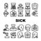 Sick Health Problem And Allergy Icons Set Vector
