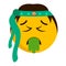 Sick hippie emoji with a bandage