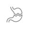 Sick human stomach line icon. Disease internal organ, acute pain, transplant rejection symbol
