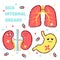 Sick internal organs cartoon icon set