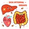 Sick internal organs cartoon icon set