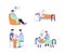 Sick man with a cold disease flat vector illustration. Vaccination. Hospitalization patient. Home treatment, bed rest. Symptoms of