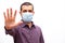 Sick man using mouth mask because a flu