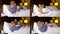 Sick man and woman in bed at night time, coughing, measuring temperature, pandemic period, collage
