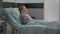 Sick patient resting in bed wearing neck cervical collar having health injury