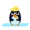 Sick Penguin with Thermometer. Vector Illustration