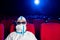 Sick person cinema mask watch movie public virus