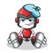 Sick robot humanoid mascot vector cartoon illustration