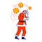 Sick Santa Claus Character Wearing Red Costume, Hat and Medical Mask Suffering of Coronavirus Disease