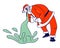 Sick Santa Claus Puke Suffering of Food Poisoning or Alcohol Intoxication. Xmas Character Wearing Red Costume