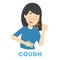 Sick woman cough. Female person with flu