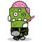 sick zombie skull mascot cartoon