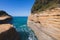 Sidari, beautiful landscape of Canal dâ€™Amour Love Channel, Corfu island, Greece, with turqoise water and sea beach, Kerkyra,