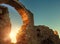 Side archway ruins in sunset time, Manavgat, Turkey