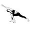 Side bend stretch.Silhouette of a girl on a white background, black lines.