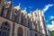 Side bottom view of Part of cathedral Saint Jean-Baptiste in Lyon, France