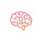 Side Brain logo icon with keyhole symbol, Secrets of the mind concept design illustration pink and orange gradients color isolated