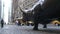 Side from the Charging Bull at wall street in Manhattan, New York City, USA