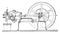 Side elevation of an Otto engine, the frame being assumed section along the axis of the rod which controls the slide, vintage