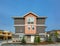 Side entrance door of brand new residential triplex townhouse