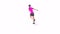 Side Jump Woman exercise animation 3d model on a white background in the Pink t-shirt. Low Poly Style