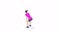 Side jump woman exercise animation 3d model on a white background in the pink t-shirt. Low poly style