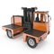 Side Loading Orange Forklift Truck isolated on white. 3D Illustration