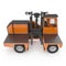 Side Loading Orange Forklift Truck isolated on white. Side view. 3D Illustration