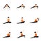 Side lunge sequence yoga asanas set