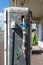 The side of an old gas pump at an abandoned service station in Kent, Oregon, USA