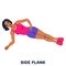 Side plank. Sport exersice. Silhouettes of woman doing exercise. Workout, training