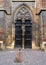 Side portal of the gothic St. Martin`s Church, Colmar, France