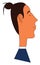 Side portrait of a man with a man bun vector illustration