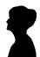 Side profile portrait silhouette elderly lady with glasses