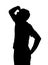 Side profile portrait silhouette of teenage boy looking upward w