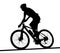 Side profile silhouette of male mountain bike racer