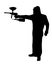 Side profile silhouette of paintball player with gun