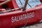 Side of the rescue boat given to lifeguards on Italian beaches. on the side there is written rescue.