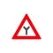 Side road junction, traffic sign, vector illustration. Red road sign on white background