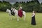 Side saddle riders at Victorias Garden party in Osborne House.