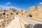 Side, Turkey - June 11, 2018: People on the main road to Side town at sunny day, Turkey. Side  is an ancient Greek city on the