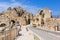 Side, Turkey - June 11, 2018: People on the main road to Side town at sunny day, Turkey. Side  is an ancient Greek city on the