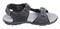 Side upper view of black, blue and grey boy sandal