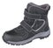 Side upper view of black and grey leather and textile water resistant winter insulated male high boot