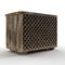 Side view of a 3D rendered, wooden storage box