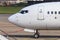 Side view of airliner cockpit