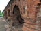 Side view of the arches of ancient artworks of Terracotta in Rashmancha in Bishnupur, West Bengal, India