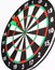 Side view.Arrow dart hitting the center of the target dart Board