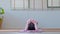 Side view of Asian woman in casual doing Yoga exercise,Yoga Child pose or Balasana,Calm of healthy young woman breathing and